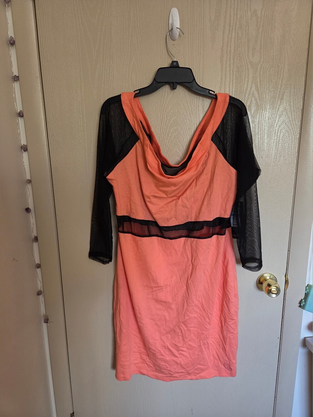 Baby Phat Vintage Coral And Black Mesh Mini Club Dress Womens Plus Size 3XL NWT